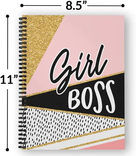 Miniatura 8 de Softcover Girl With A Dream - Cuaderno motivacional en espiral de 8.5 x 11 pulgadas, 120 páginas con rayas anchas, cubierta laminada brillante