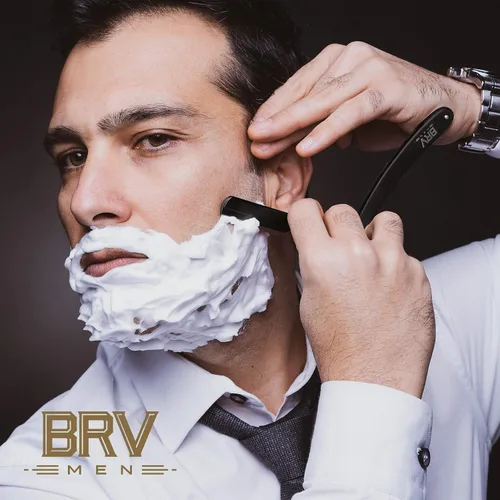 Miniatura 3 de BRV MEN Navaja de barbero profesional de filo recto con 100 hojas de afeitar de un solo filo Navajas rectas para hombres Accesorios de barbería