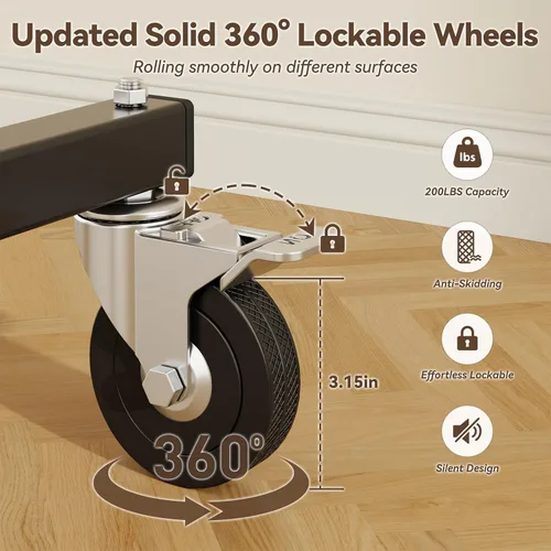Miniatura 6 de Perchero de ropa resistente: 800LBS Perchero de ropa con ruedas para colgar abrigos, barras dobles, estantes de tela portátiles con ruedas Estante