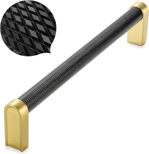 Miniatura 24 de Koofizo - Paquete de 10 tiradores de gabinete estriados para armario, manija negra para muebles (1.1 pulgadas/28 mm), herrajes sólidos K22
