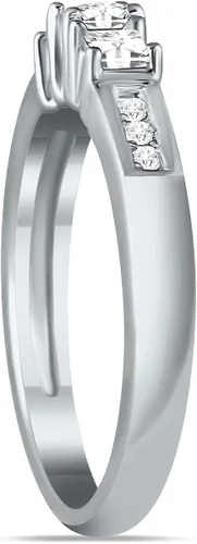 Miniatura 2 de Anillo de compromiso con diamante certificado por AGS 34 quilate, oro blanco 14 quilates, (color K-L, claridad I2-I3)