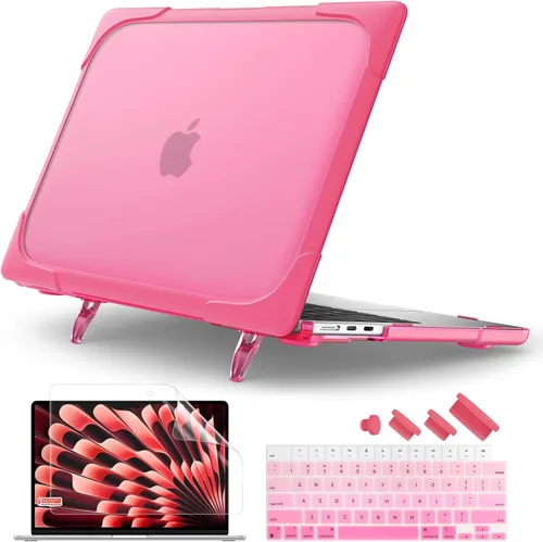 Miniatura 17 de Batianda Funda resistente para MacBook Air de 15 pulgadas 2026 M5 2025 M4 2024 2023 versión modelo A3448/A3241/A3114/A2941, soporte plegable Caqui