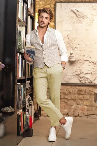 Miniatura 3 de COOFANDY Pantalones de algodón y lino para hombre, cintura elástica, ligeros, casuales, ajuste relajado, pantalones de yoga y playa con bolsillos