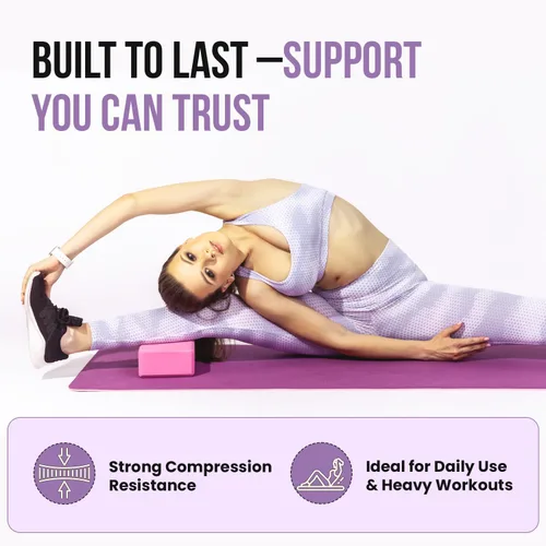 Miniatura 6 de LIVE WELL Bloques de yoga rosas (juego de 2) – Ladrillos de yoga de espuma EVA para apoyo, estiramiento y alineación – Accesorios de yoga