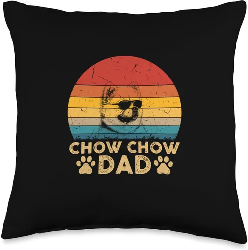 Retro Chow Chow Dog Dad Dog Owners Gifts for Men Vintage Cool Chow - Almohada para el día del padre, 16 x 16 pulgadas, multicolor