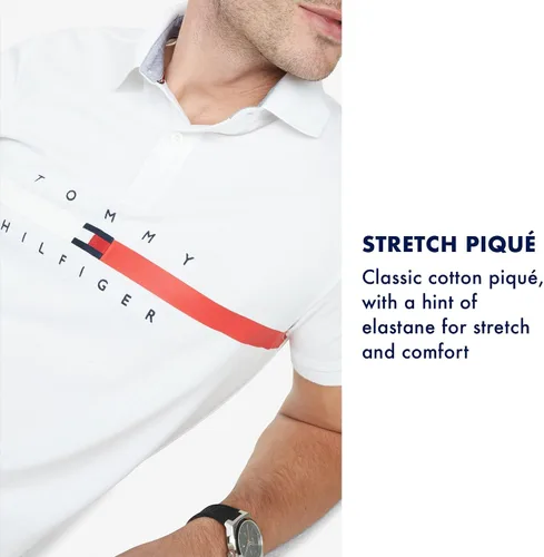 Miniatura 6 de Tommy Hilfiger Men's Short Sleeve Cotton Pique Flag Polo in Custom Fit