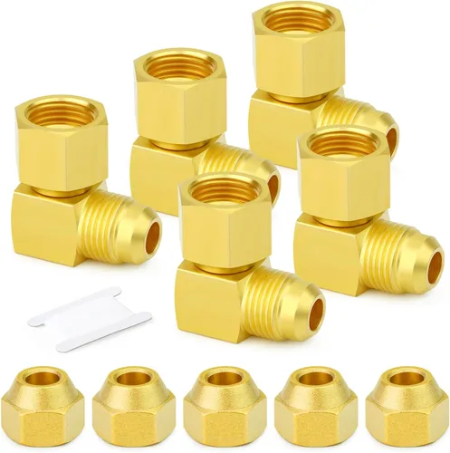 Miniatura 11 de GASHER 5 piezas de accesorios de tubo de cobre con conexión abocinadas de 45 grados, tuerca de 1,27 cm para aire acondicionado, extensión de cobre