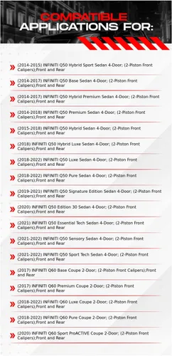 Miniatura 2 de R1 Concepts Kit de freno delantero y trasero para INFINITI Q50 2014-2022, INFINITI Q60 2017-2022 Rotores de freno ranurados perforados Kit