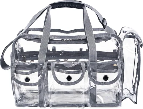 Miniatura 9 de Bolsa de maquillaje profesional de PVC transparente de gran apertura, bolsa de cosméticos para uñas, bolsas de belleza, organizador de herramientas