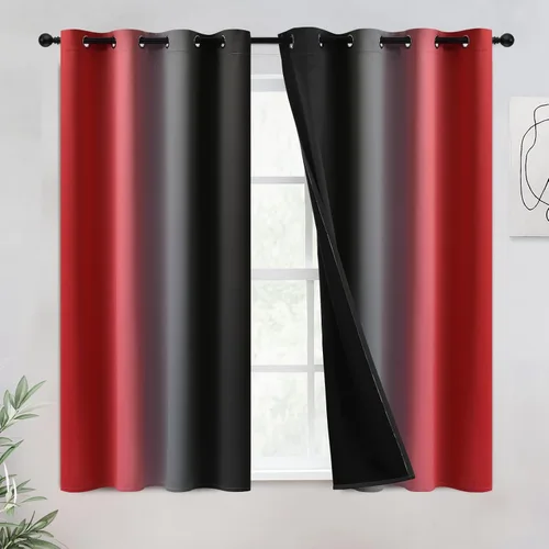 Miniatura 23 de COSVIYA - Cortinas 100% opacas y visillos con ombre, cortinas negras de 63 pulgadas de largo, 2 paneles, cortinas de oscurecimiento total
