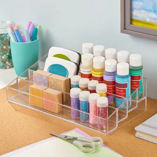 Miniatura 4 de STORi Organizador de tocador de plástico transparente de varios niveles Soporte rectangular de 4 niveles para maquillaje, paletas de sombras