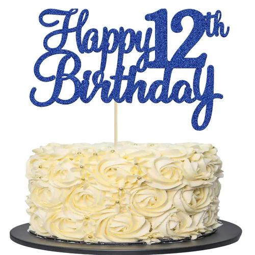 Miniatura 26 de Gyufise 1 decoración para pastel de cumpleaños número 10 con purpurina azul para tarta de 10 años de edad, decoraciones fabulosas para tartas