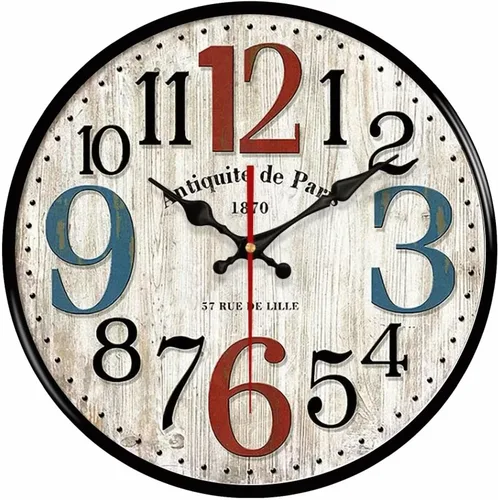 Miniatura 15 de Reloj de pared redondo de madera de 12 pulgadas, silencioso, sin tictac, de cuarzo, funciona con pilas, para oficina, cocina, dormitorio, aula