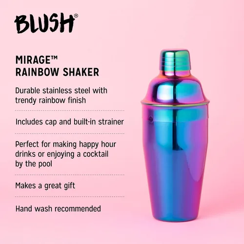 Miniatura 2 de Blush Mirage Rainbow - Coctelera iridiscente de acero inoxidable, colorida coctelera para accesorios estéticos de bar en el hogar, despedida