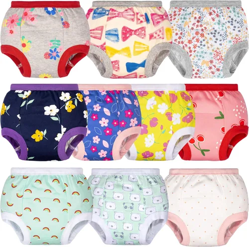 Miniatura 16 de BIG ELEPHANT Ropa interior de entrenamiento para ir al baño, 100% algodón, absorbente, unisex, pantalones para niños y niñas Serie Floral