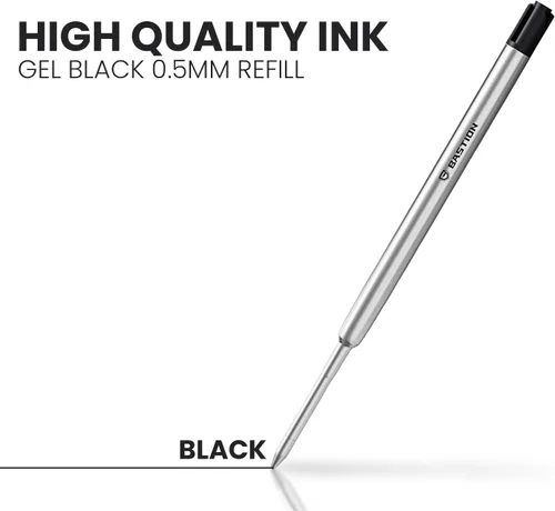 Miniatura 8 de BASTION - Recarga de tinta, negra, punta fina de 0.022 in, diseñada exclusivamente para bolígrafos BASTION de cerrojo Tinta negra lujosa