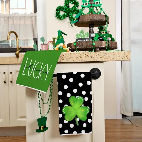 Miniatura 3 de ARKENY Juego de 2 toallas de cocina con lunares blancos para decoración del hogar, paño de secado de barra ultra absorbente para decoración