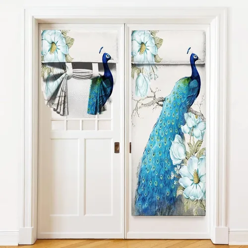 Miniatura 33 de Cortinas de puerta negras y rojas para ventanas de puerta, estampado de leopardo y cebra, cortinas de ventana para puerta de vidrio francesa