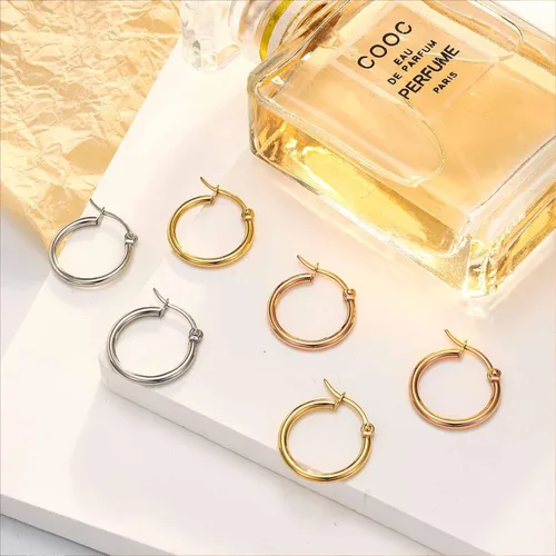 Miniatura 6 de Jstyle 3-4pares de aretes argollas de acero inoxidable, aro de 10mm-50mm para mujer