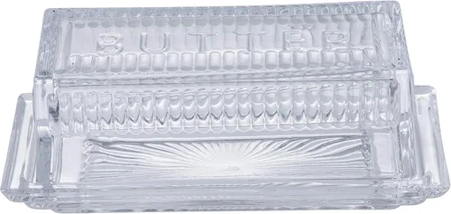 Tablecraft Plato individual, vidrio transparente, mantequilla en relieve, 7 x 3 x 2.75, paquete de 6