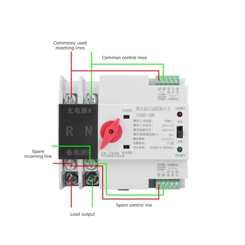 Miniatura 6 de Interruptor de transferencia automática de energía Interruptor de cambio de generador de energía ZGQ5-100/2P 220V Auto conversión de molde