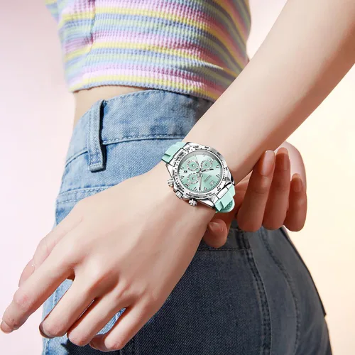 Miniatura 6 de OLEVS Relojes de diamante de lujo pequeños para mujer - Pulsera de acero inoxidable, impermeables, analógicos, luminosos, con fecha, relojes