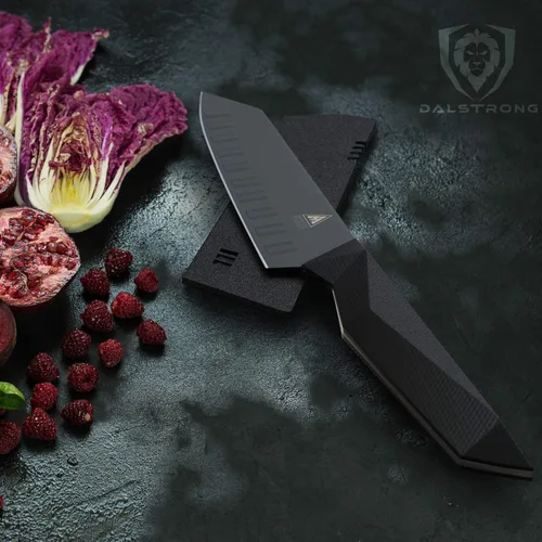 Miniatura 8 de Dalstrong Santoku - Cuchillo de 7 pulgadas, serie Shadow Black, cuchillo de cocina extremadamente afilado, recubierto de nitruro de titanio negro