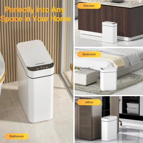 Miniatura 7 de Bote de Basura para Baño Automático Sin Contacto de 2.6 Galones, Botes de Basura Inteligentes Pequeños con Tapa, Bote de Basura Delgado para Cocina