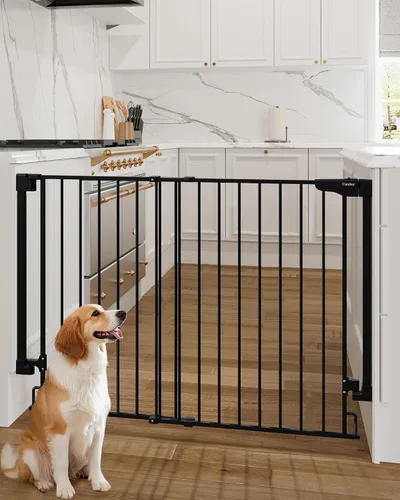 Miniatura 20 de Cumbor 29.2–43" Puerta de bebé para escaleras, de montaje en pared (se requiere taladrar), puerta para perros expandible sin barra inferior, puerta