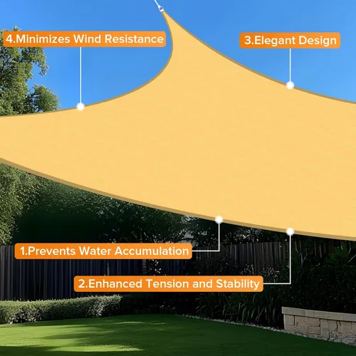 Miniatura 4 de Artpuch - Toldo triangular tipo vela para sombra, borde curvado, grado comercial, 5.46 oz/yd², permeable, para exteriores, terraza, patio, tamaños