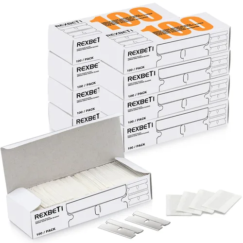 REXBETI 800 cuchillas de afeitar de un solo filo, cuchillas de rascador industrial, cuchillas de corte de caja de repuesto, adecuadas para quitar