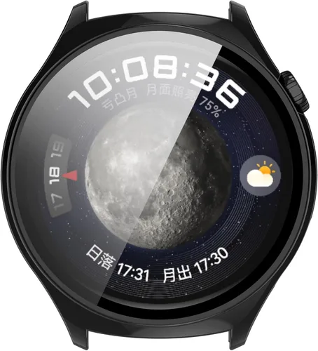 Miniatura 7 de PC+Funda protectora de pantalla de vidrio templado compatible con Huawei Watch 4, protector de pantalla para Huawei Watch 4, cobertura completa negro