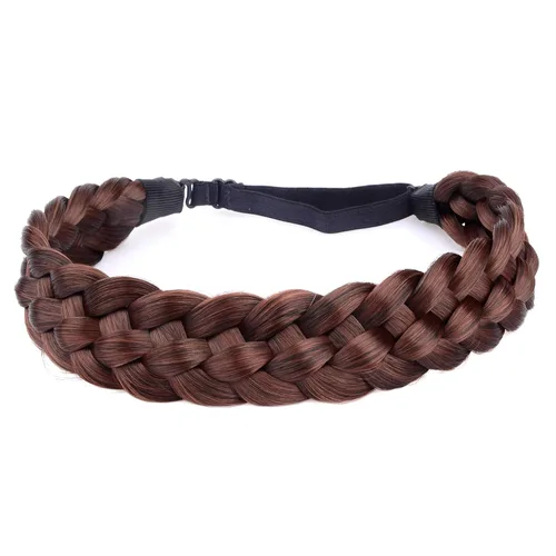 Miniatura 34 de Diadema clásica de cabello sintético trenzado de 5 hebras, trenzas gruesas y anchas, extensión de cabello con elástico para mujeres y niñas