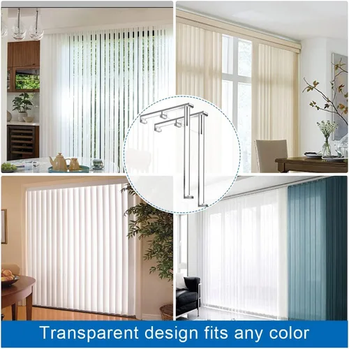 Miniatura 2 de Clip de cenefa ciega vertical de 3.5 pulgadas, clip de cenefa de plástico transparente, soporte de instalación oculto para persianas verticales