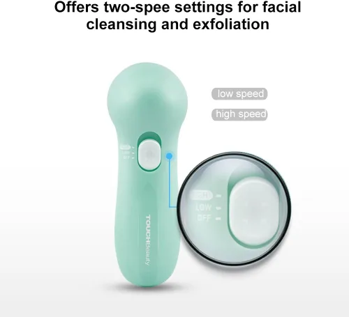 Miniatura 5 de TOUCHBeauty Juego de cepillos faciales portátiles con estuche y 3 cabezales de cepillo giratorio, cerdas de limpieza de poros profundos de 0.002 in