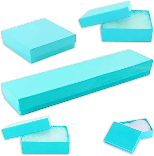 Miniatura 18 de TheDisplayGuys - Paquete de 100 cajas de cartón rellenas de algodón #33 para joyería, color verde azulado (3.5 x 3.5 x 1.0 pulgadas), para envío