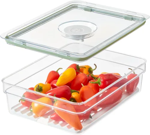 iDesign The Fresh Collection - Contenedor de almacenamiento grande y corto con bandeja de inserción, 7.85 pulgadas de largo x 10.5 pulgadas de ancho