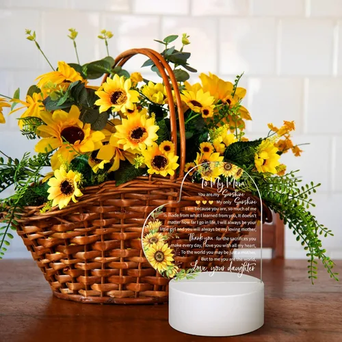 Miniatura 5 de Jetec Regalos de cumpleaños para el día de la madre de parte de hija, hijo, Navidad, regalo de agradecimiento para mamá, girasol, grabado, lámparas