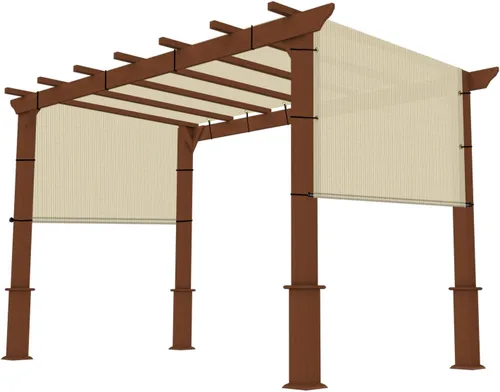 Toldo de repuesto para pérgola de 8 x 12 pies con ojales, varillas con peso, permeables para patio al aire libre, porche, patio trasero, glorieta,