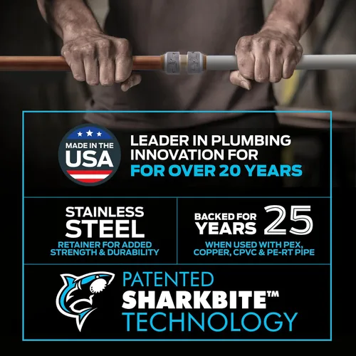 Miniatura 4 de SharkBite Max Acoplamiento de 1/2 Pulgada, Fabricado en los Estados Unidos, Paquete de 12, Accesorio de Plomería de Latón Push to Connect, UR008