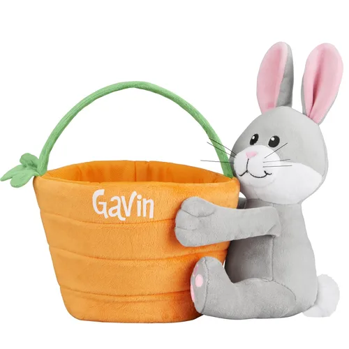 Miniatura 15 de Let's Make Memories - Canasta de Pascua personalizada con amigos peludos, canasta para niños, diseño de conejito de Pascua azul, solo incluye