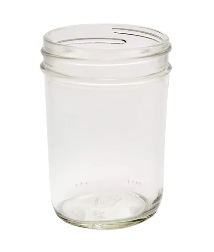 North Mountain Supply Tarros de conservas de vidrio de 8 onzas de boca regular cónicos, sin tapas, caja de 12