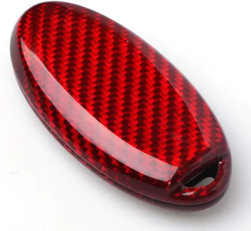 Miniatura 2 de HHYE0113 - Llavero de fibra de carbono rojo remoto sin llave para Nissan Infiniti GTR 370z Altima Q60 Q70 QX80 Armada 350Z