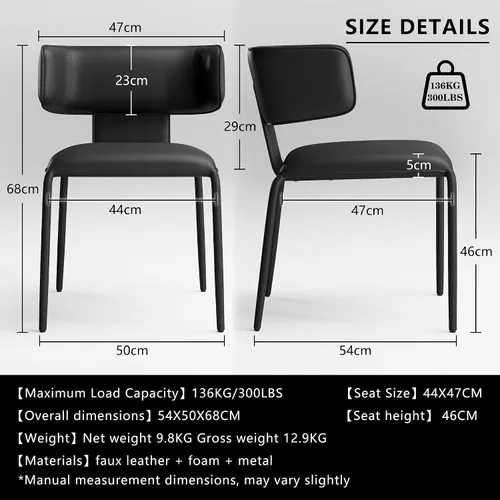 Miniatura 2 de YOUNIKE Silla de comedor tapizada individual de piel sintética de alta calidad con respaldo, moderna y acolchada, cómoda silla auxiliar para sala