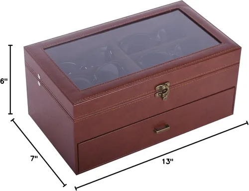 Miniatura 36 de AUTOARK AW-023 - Organizador de cuero para guardar lentes de sol, 12 piezas, color negro, AW-023