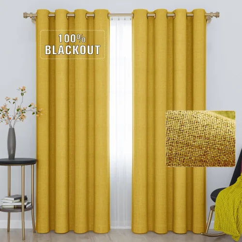 Miniatura 12 de Cortinas opacas con aspecto de lino de 84 pulgadas de largo, 100% absolutamente opacas, con aislamiento térmico, ahorro de energía, con textura, 2
