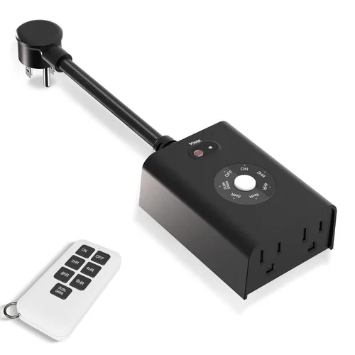 Miniatura 8 de Minoston Temporizador para Exteriores Paquete de 2, Enchufe de Anochecer a Amanecer con 2 Enchufes con Conexión a Tierra, Configuraciones de 2-8