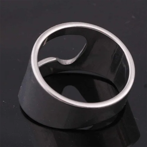 Miniatura 6 de INRENG - Anillo de acero inoxidable con abridor de botellas, para hombres y mujeres