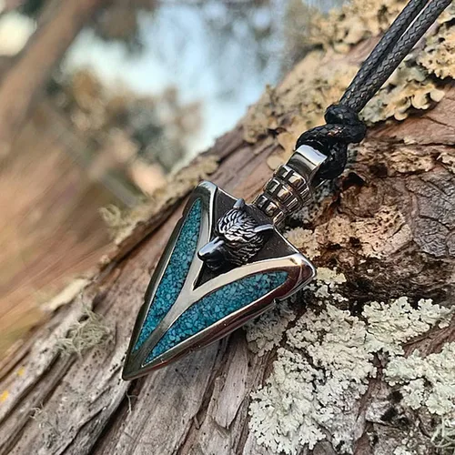 Miniatura 4 de Magic Human Collar de punta de flecha, collar de lobo aullante, joyería de acero inoxidable, amuleto de protección de cabeza de lanza, collares