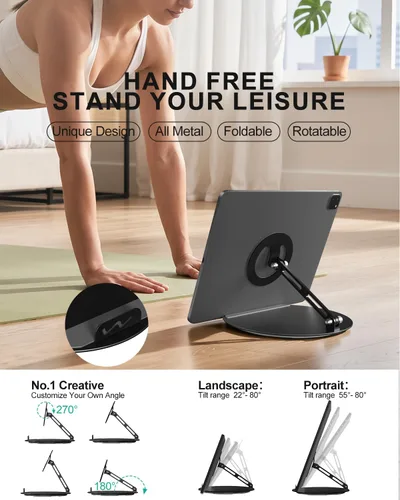 Miniatura 5 de WALI Echo Show 15/21 Stand, Adjustable Stand for Echo Show 15/21 and Up to 18" Tablets/Portable Monitors, 360 Degrees Rotating Tilt Foldable Show
